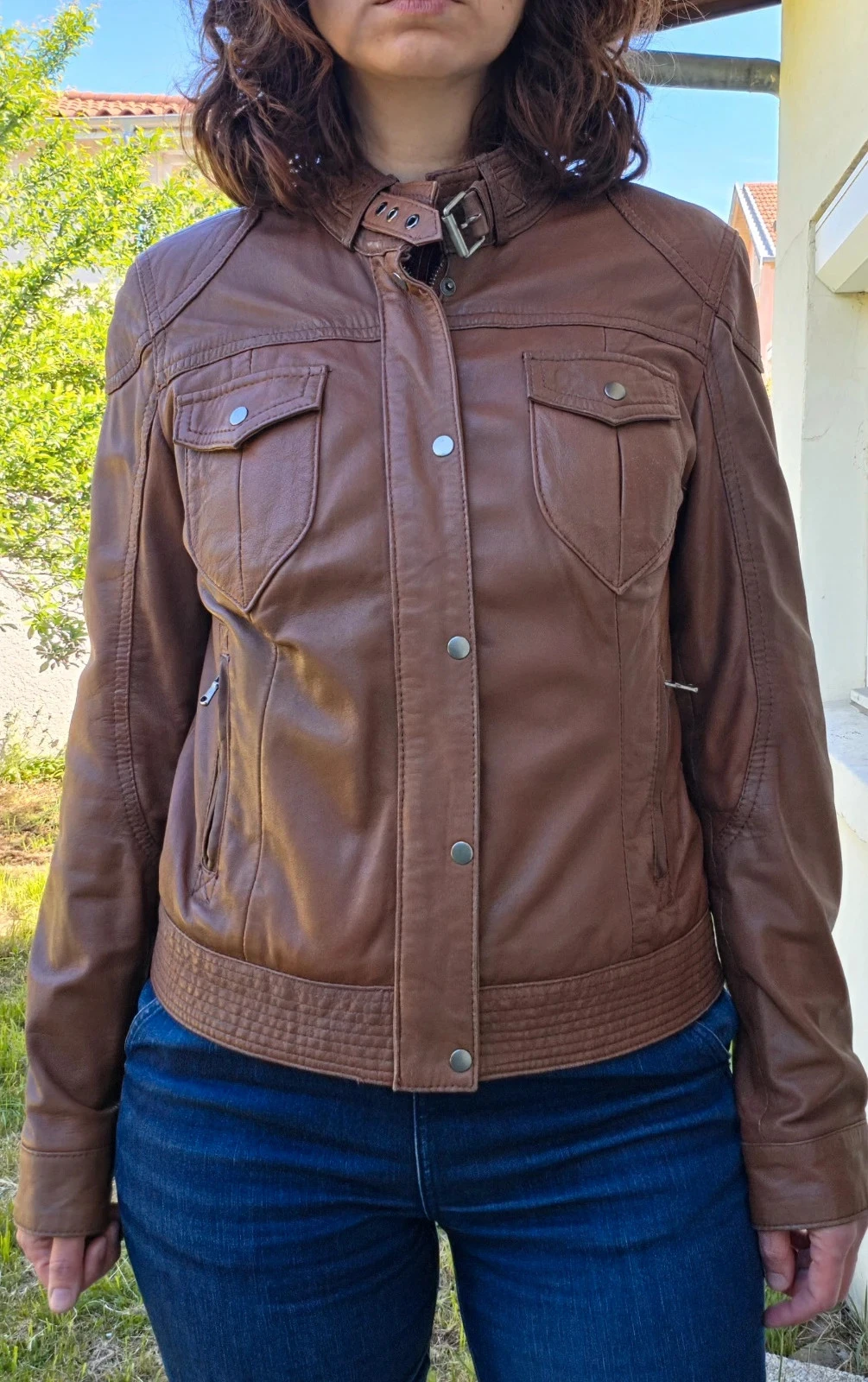 Perfecto femme moto marron 38